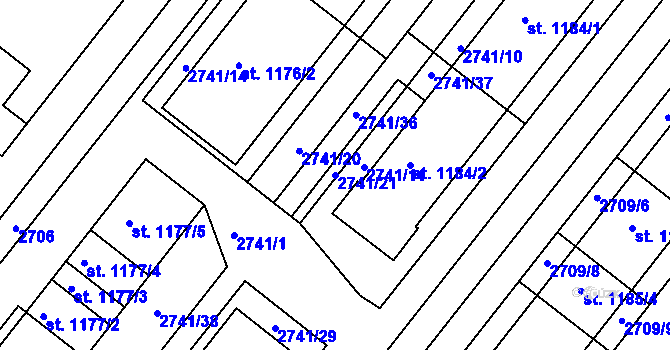 Parcela st. 2741/21 v KÚ Frenštát pod Radhoštěm, Katastrální mapa
