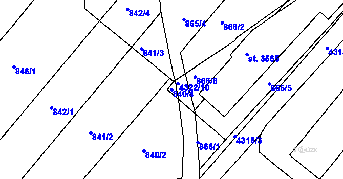 Parcela st. 840/4 v KÚ Frenštát pod Radhoštěm, Katastrální mapa
