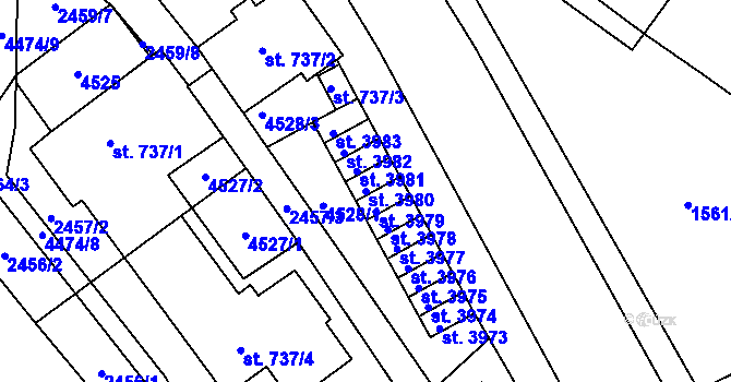 Parcela st. 3980 v KÚ Frenštát pod Radhoštěm, Katastrální mapa