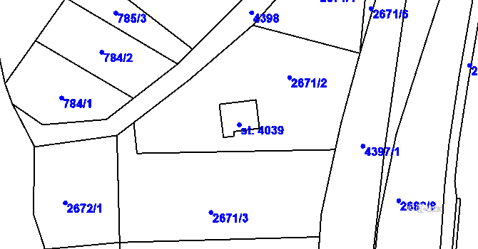 Parcela st. 4039 v KÚ Frenštát pod Radhoštěm, Katastrální mapa