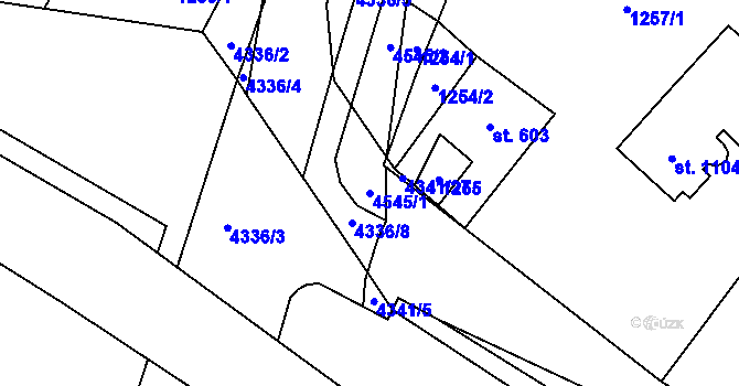 Parcela st. 4545/1 v KÚ Frenštát pod Radhoštěm, Katastrální mapa