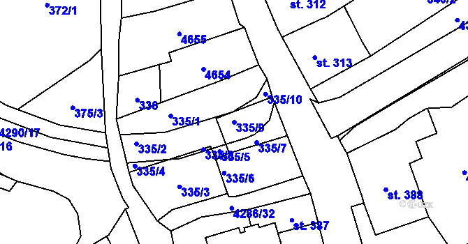 Parcela st. 335/9 v KÚ Frenštát pod Radhoštěm, Katastrální mapa