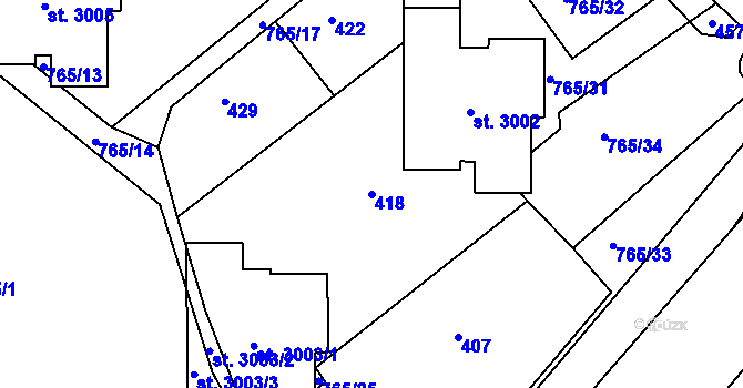 Parcela st. 418 v KÚ Frenštát pod Radhoštěm, Katastrální mapa