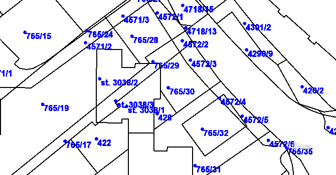 Parcela st. 765/30 v KÚ Frenštát pod Radhoštěm, Katastrální mapa