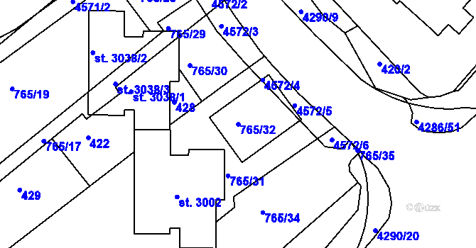 Parcela st. 765/32 v KÚ Frenštát pod Radhoštěm, Katastrální mapa