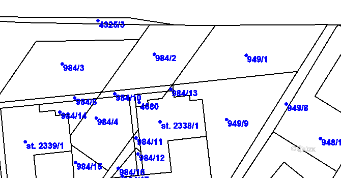 Parcela st. 984/13 v KÚ Frenštát pod Radhoštěm, Katastrální mapa
