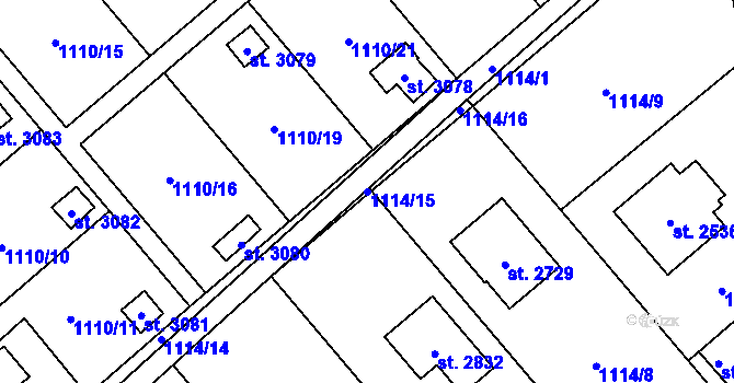 Parcela st. 1114/15 v KÚ Frenštát pod Radhoštěm, Katastrální mapa