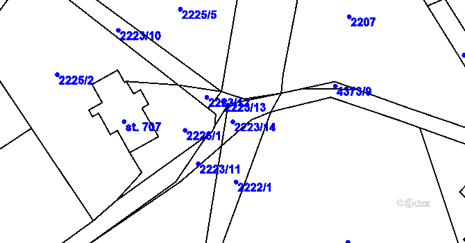 Parcela st. 2223/14 v KÚ Frenštát pod Radhoštěm, Katastrální mapa