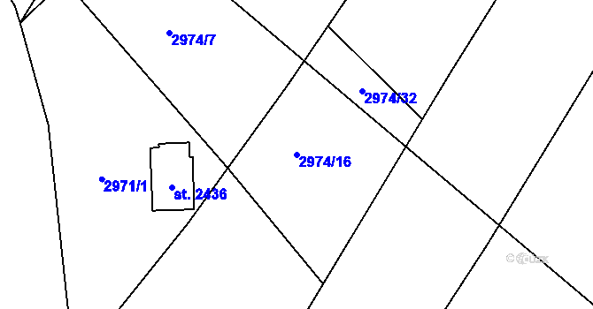 Parcela st. 2974/16 v KÚ Frenštát pod Radhoštěm, Katastrální mapa