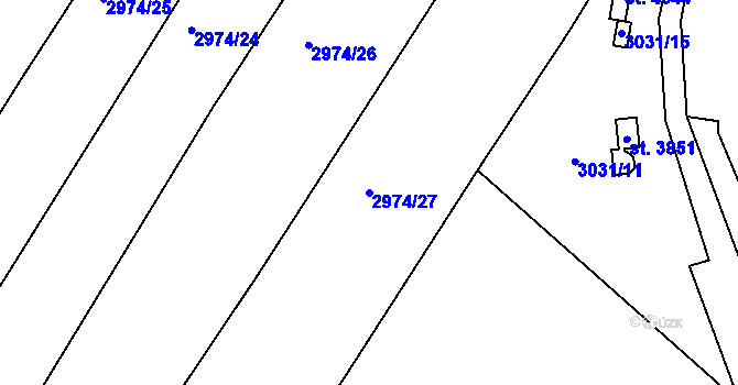 Parcela st. 2974/27 v KÚ Frenštát pod Radhoštěm, Katastrální mapa