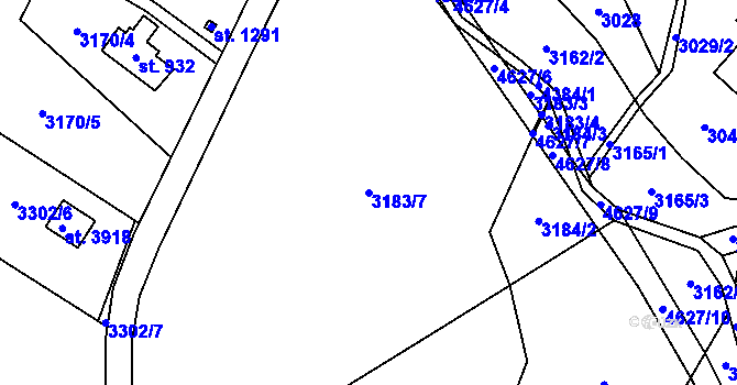 Parcela st. 3183/7 v KÚ Frenštát pod Radhoštěm, Katastrální mapa