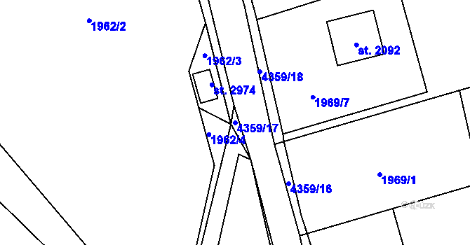 Parcela st. 4359/17 v KÚ Frenštát pod Radhoštěm, Katastrální mapa
