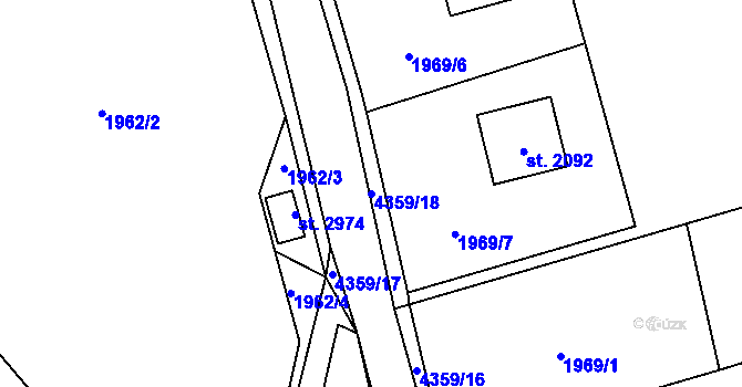 Parcela st. 4359/18 v KÚ Frenštát pod Radhoštěm, Katastrální mapa