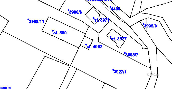 Parcela st. 4062 v KÚ Frenštát pod Radhoštěm, Katastrální mapa