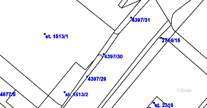 Parcela st. 4397/30 v KÚ Frenštát pod Radhoštěm, Katastrální mapa