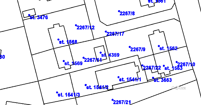 Parcela st. 4359 v KÚ Frenštát pod Radhoštěm, Katastrální mapa