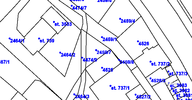 Parcela st. 2459/7 v KÚ Frenštát pod Radhoštěm, Katastrální mapa