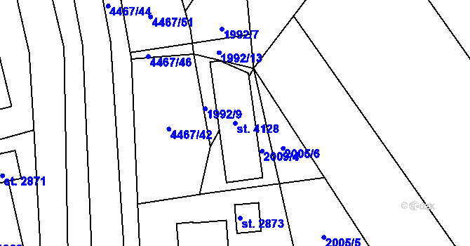 Parcela st. 4128 v KÚ Frenštát pod Radhoštěm, Katastrální mapa