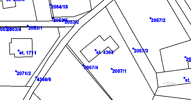 Parcela st. 4364 v KÚ Frenštát pod Radhoštěm, Katastrální mapa