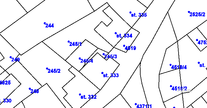 Parcela st. 245/3 v KÚ Frenštát pod Radhoštěm, Katastrální mapa