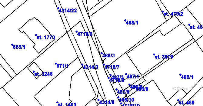 Parcela st. 488/3 v KÚ Frenštát pod Radhoštěm, Katastrální mapa