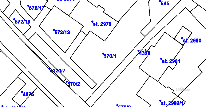 Parcela st. 570/1 v KÚ Frenštát pod Radhoštěm, Katastrální mapa