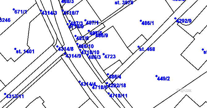 Parcela st. 4723 v KÚ Frenštát pod Radhoštěm, Katastrální mapa