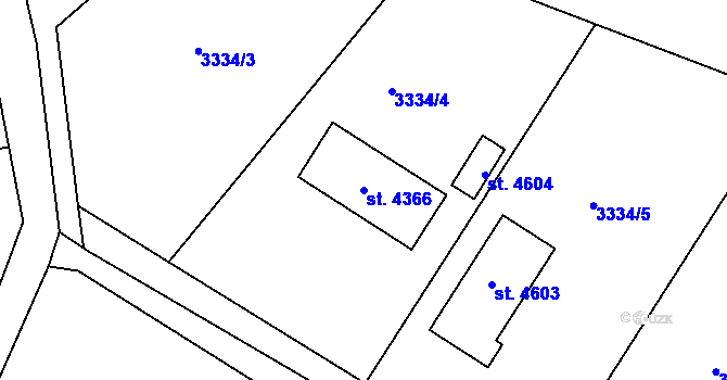Parcela st. 4366 v KÚ Frenštát pod Radhoštěm, Katastrální mapa