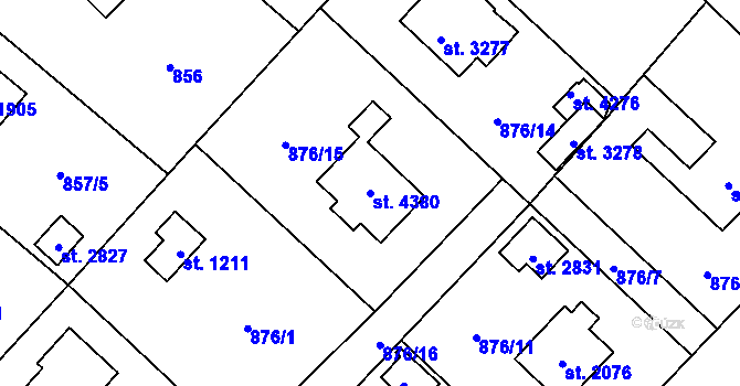 Parcela st. 4380 v KÚ Frenštát pod Radhoštěm, Katastrální mapa