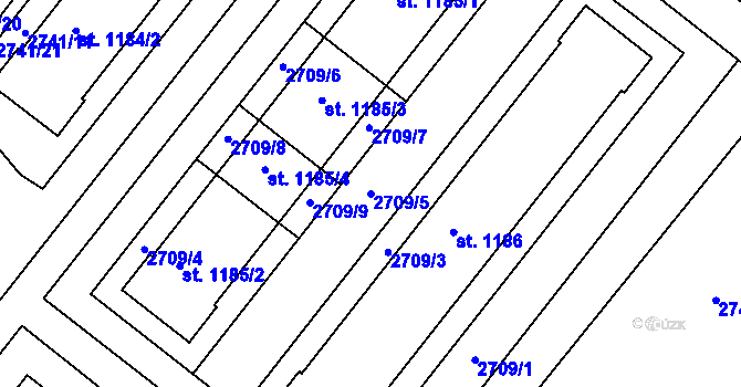 Parcela st. 2709/5 v KÚ Frenštát pod Radhoštěm, Katastrální mapa