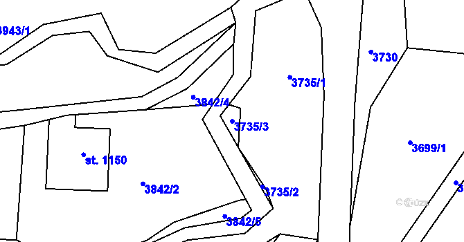 Parcela st. 3735/3 v KÚ Frenštát pod Radhoštěm, Katastrální mapa