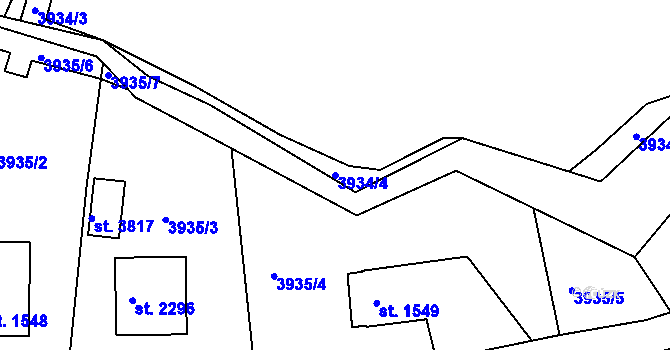 Parcela st. 3934/4 v KÚ Frenštát pod Radhoštěm, Katastrální mapa