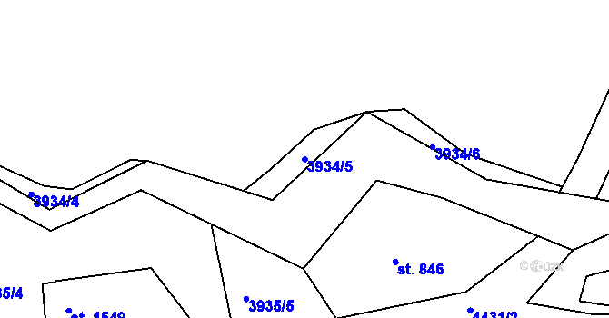 Parcela st. 3934/5 v KÚ Frenštát pod Radhoštěm, Katastrální mapa