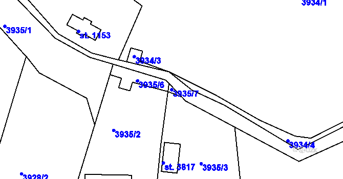 Parcela st. 3935/7 v KÚ Frenštát pod Radhoštěm, Katastrální mapa