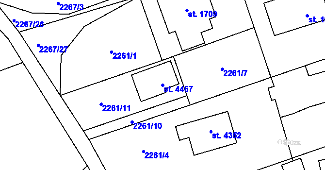 Parcela st. 4467 v KÚ Frenštát pod Radhoštěm, Katastrální mapa