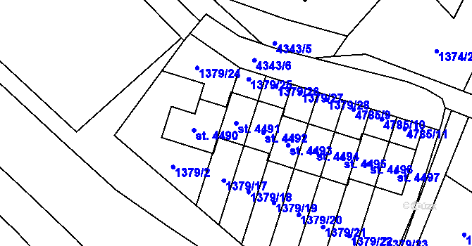 Parcela st. 4491 v KÚ Frenštát pod Radhoštěm, Katastrální mapa