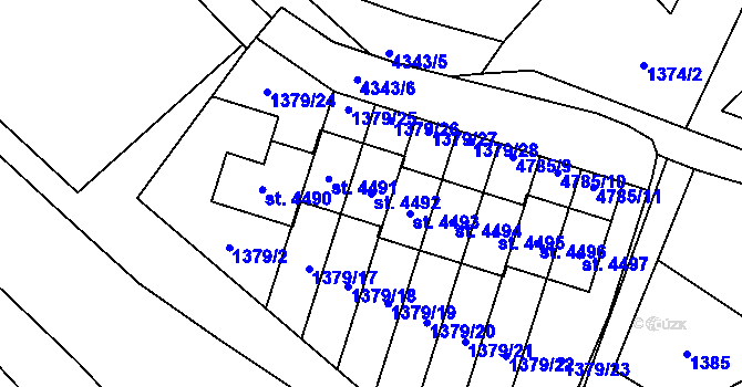 Parcela st. 4492 v KÚ Frenštát pod Radhoštěm, Katastrální mapa