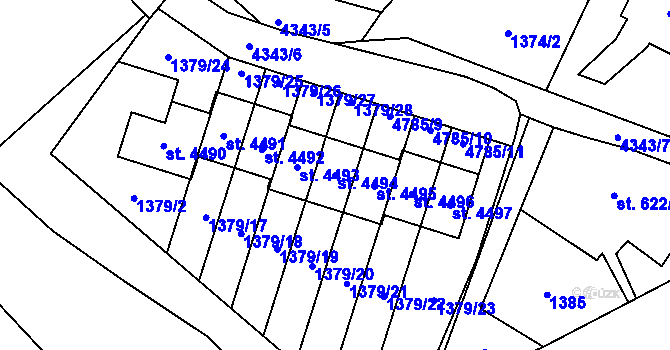 Parcela st. 4494 v KÚ Frenštát pod Radhoštěm, Katastrální mapa