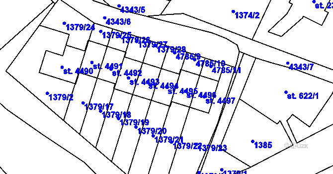 Parcela st. 4495 v KÚ Frenštát pod Radhoštěm, Katastrální mapa
