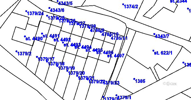 Parcela st. 4496 v KÚ Frenštát pod Radhoštěm, Katastrální mapa