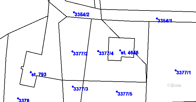 Parcela st. 3377/4 v KÚ Frenštát pod Radhoštěm, Katastrální mapa