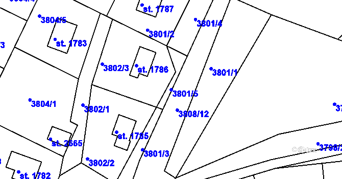Parcela st. 3801/5 v KÚ Frenštát pod Radhoštěm, Katastrální mapa