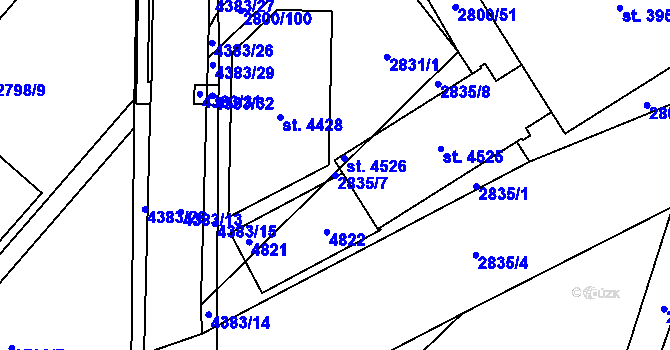 Parcela st. 2835/7 v KÚ Frenštát pod Radhoštěm, Katastrální mapa