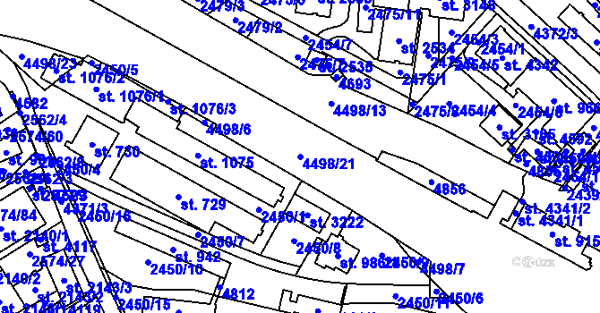 Parcela st. 4498/21 v KÚ Frenštát pod Radhoštěm, Katastrální mapa