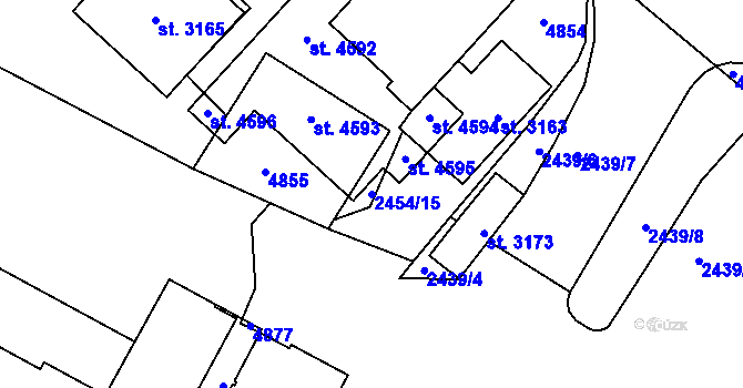 Parcela st. 2454/15 v KÚ Frenštát pod Radhoštěm, Katastrální mapa
