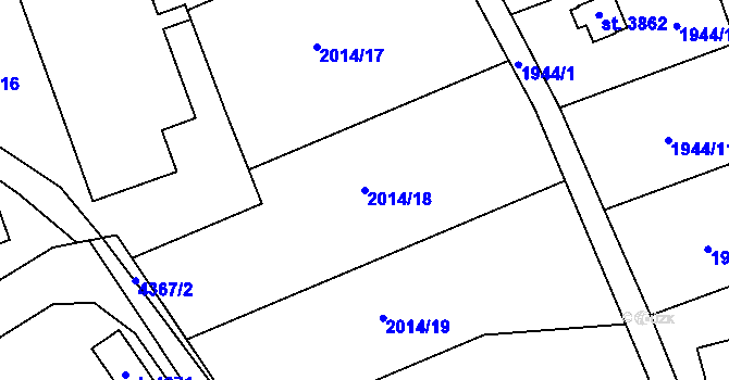 Parcela st. 2014/18 v KÚ Frenštát pod Radhoštěm, Katastrální mapa