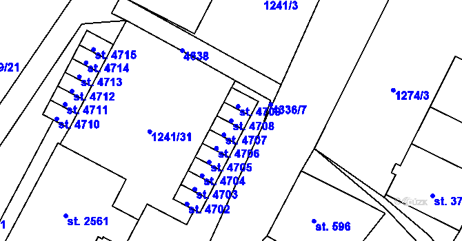 Parcela st. 4708 v KÚ Frenštát pod Radhoštěm, Katastrální mapa