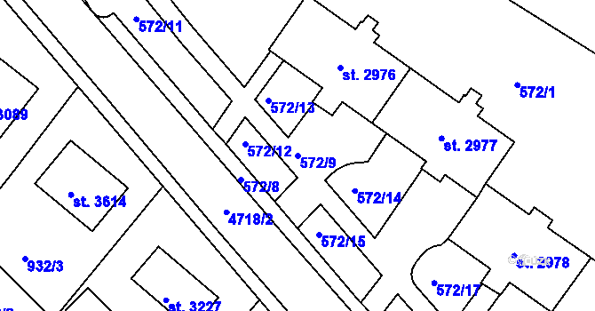 Parcela st. 572/9 v KÚ Frenštát pod Radhoštěm, Katastrální mapa