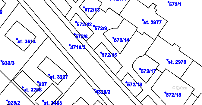 Parcela st. 572/15 v KÚ Frenštát pod Radhoštěm, Katastrální mapa