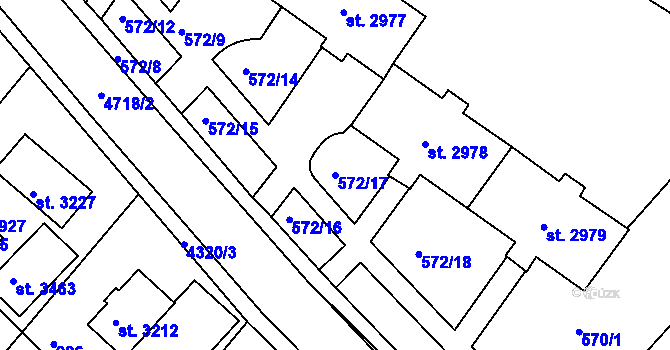 Parcela st. 572/17 v KÚ Frenštát pod Radhoštěm, Katastrální mapa